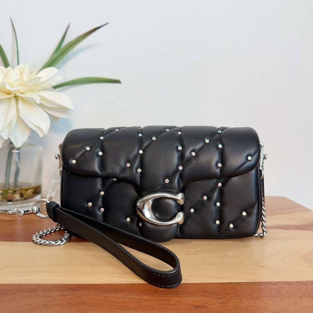 NWT Coach Tabby Crossbody Wristlet with Pillow‎ Quilting and Crystal Rivets